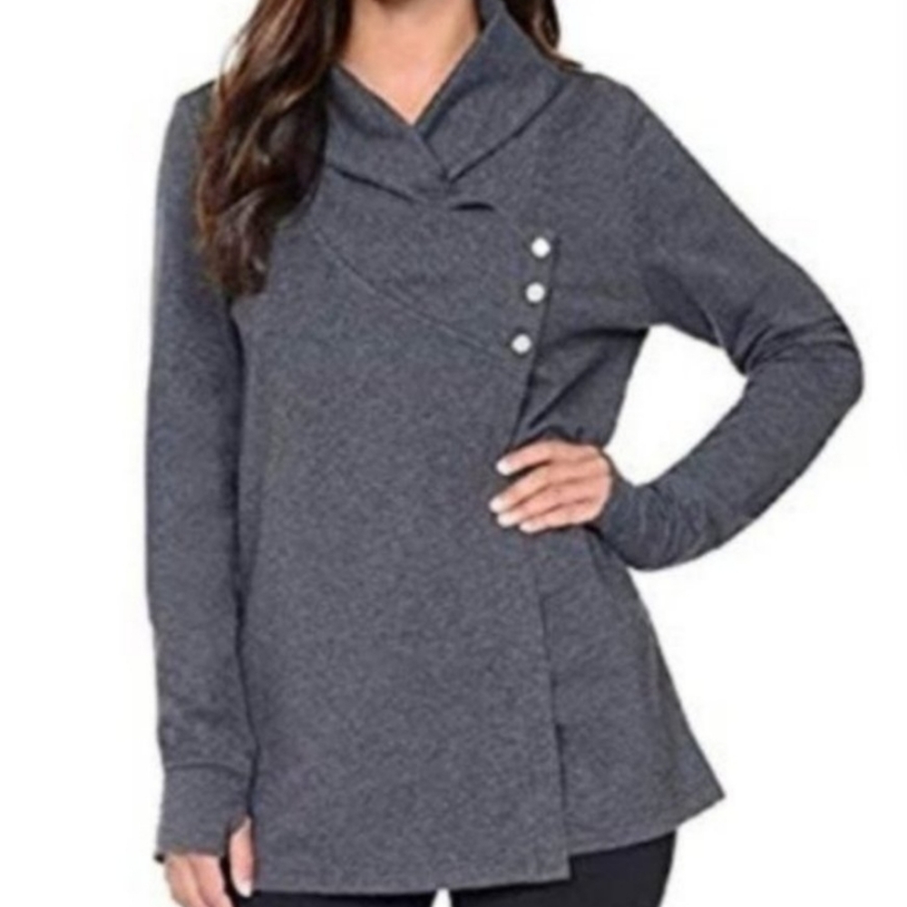 Danskin French Terry Asymmetrical Yoga Wrap Top